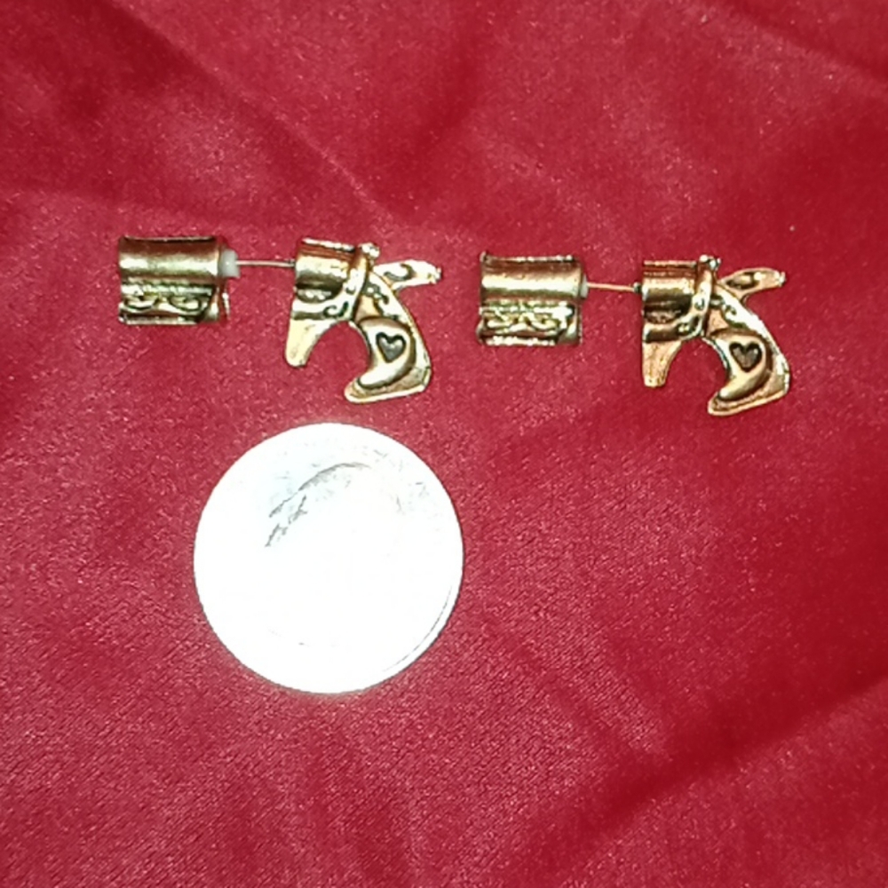 3XHP LAST 1 NWT Gold Punk Goth Gun Pistol Earrings - Picture 6 of 6